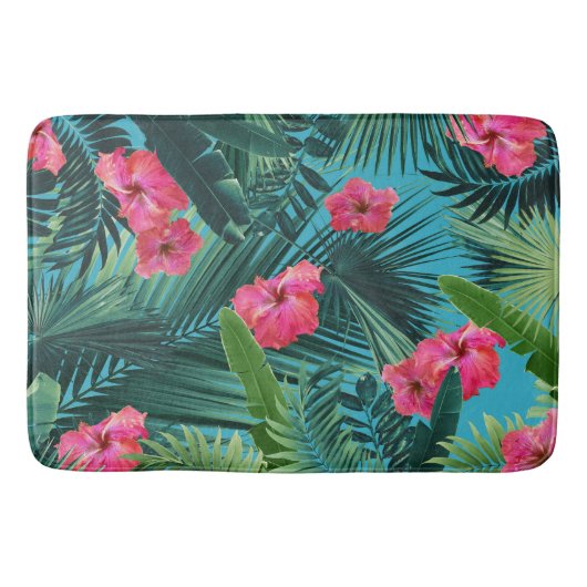 Tropischer Hibiskus Blume Jungle Muster #1a #art Badematte (Vorderseite)