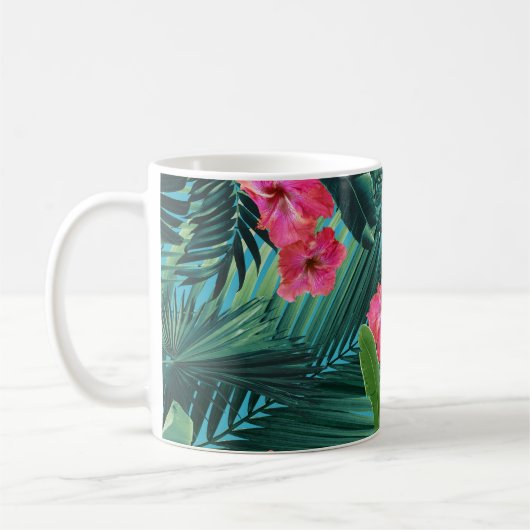 Tropischer Hibiskus Blume Jungle Muster #1a #art Kaffeetasse (Links)