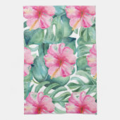 Tropischer Hibiskus Blume Monstera Muster Geschirrtuch (Vertikal)