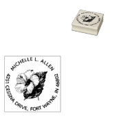 Tropischer Hibiskus Blume Runde Rücksendeadresse Gummistempel (Stempel)