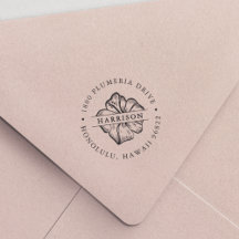 Tropischer Hibiskus Blume Runde Rücksendeadresse