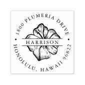 Tropischer Hibiskus Blume Runde Rücksendeadresse Permastempel (Design)