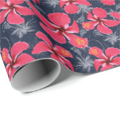 Tropischer Hibiskus Blume Sommerdesign Geschenkpapier (Rolleneckpunkt)
