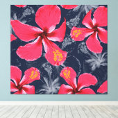 Tropischer Hibiskus Blume Sommerdesign Leinwanddruck (Insitu (Holzboden))
