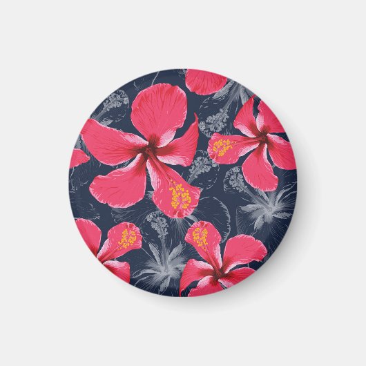 Tropischer Hibiskus Blume Sommerdesign Magnet (Vorne)
