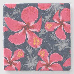 Tropischer Hibiskus Blume Sommerdesign Steinuntersetzer