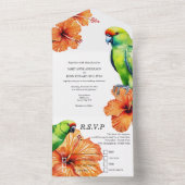 Tropischer Hibiskus Blume Vogel des Paradieses All In One Einladung (Innen Boden)