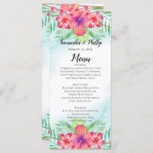 Tropischer Hibiskus Blume Wasserfarbe Strandmenü Menükarte (Vorne/Hinten)