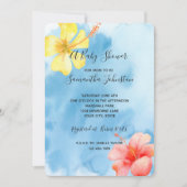 Tropischer Hibiskus Blume Wasserfarben Kinderdusch Einladung (Vorderseite)