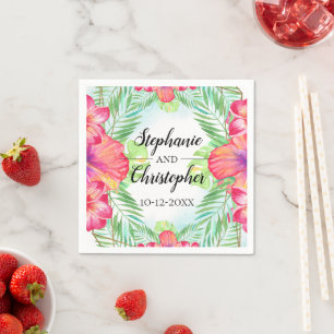 Tropischer Hibiskus Blume Wasserfarbenstrand Hochz Serviette