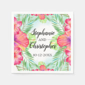 Tropischer Hibiskus Blume Wasserfarbenstrand Hochz Serviette (Vorderseite)