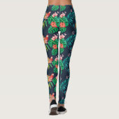 Tropischer Hibiskus Blumendruck mit Jungle Parrot Leggings (Rückseite)