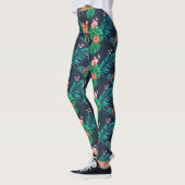 Tropischer Hibiskus Blumendruck mit Jungle Parrot  Leggings (Links)