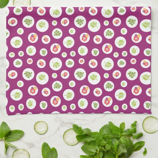 Tropischer Hibiskus Blumengrün-Blatt-Muster Geschirrtuch (Gefaltet)