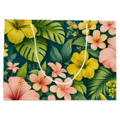 Tropischer Hibiskus Blumenluxus Große Geschenktüte (Rückseite)