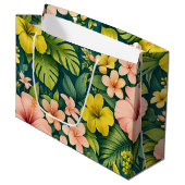 Tropischer Hibiskus Blumenluxus Große Geschenktüte (Vorderseite Schrägansicht)