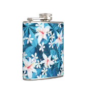 Tropischer Hibiskus Blumenmuster 2 Flachmann (Rechts)