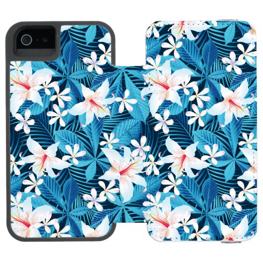 Tropischer Hibiskus-Blumenmuster 2 Incipio iPhone Geldbeutel-Hülle (Folio Geöffnet)