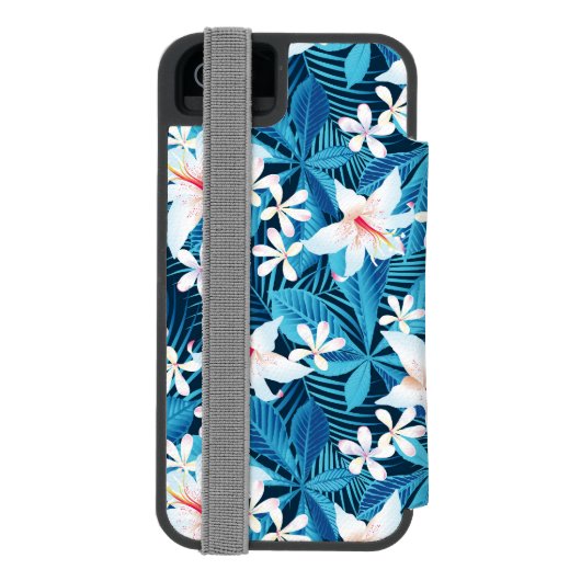 Tropischer Hibiskus-Blumenmuster 2 Incipio iPhone Geldbeutel-Hülle (Folio Rückseite)