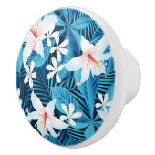 Tropischer Hibiskus Blumenmuster 2 Keramikknauf (Rechts)