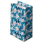 Tropischer Hibiskus-Blumenmuster 2 Kleine Geschenktüte (Rückseite Schrägansicht)