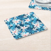 Tropischer Hibiskus-Blumenmuster 2 Rechteckiger Pappuntersetzer (angewinkelt)