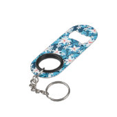 Tropischer Hibiskus-Blumenmuster 2 Schlüsselanhängerflaschenöffner (Rückseite Schrägansicht)