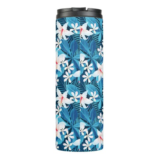 Tropischer Hibiskus Blumenmuster 2 Thermosbecher (Rückseite)