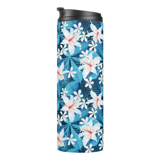 Tropischer Hibiskus Blumenmuster 2 Thermosbecher (Nach rechts gedreht)