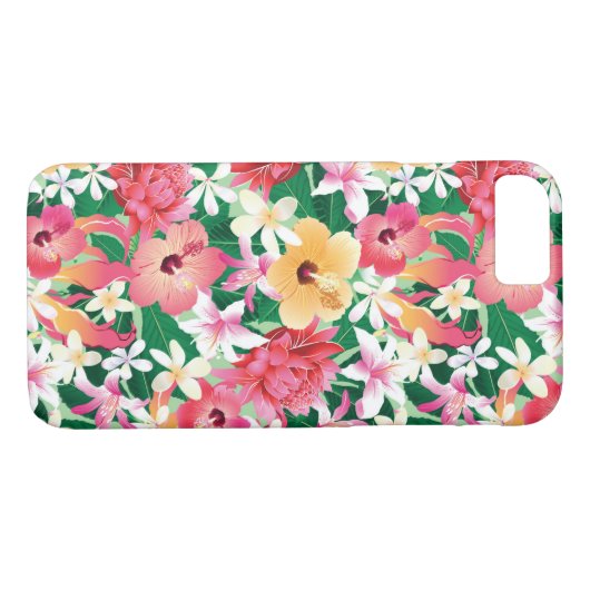 Tropischer Hibiskus-Blumenmuster Case-Mate iPhone Hülle (Rückseite (Horizontal))