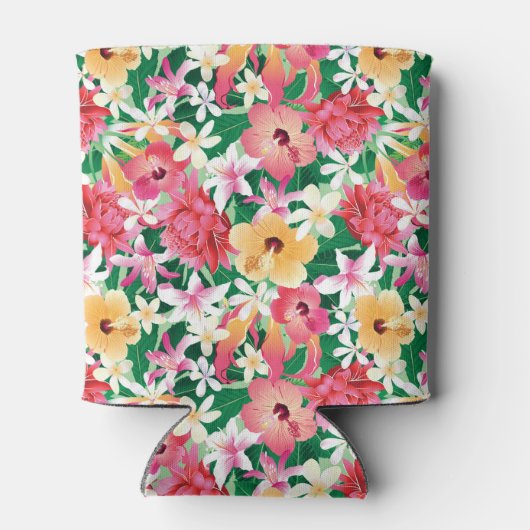 Tropischer Hibiskus Blumenmuster Dosenkühler (Rückseite)