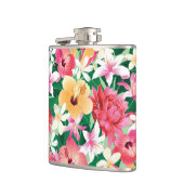 Tropischer Hibiskus-Blumenmuster Flachmann (Links)