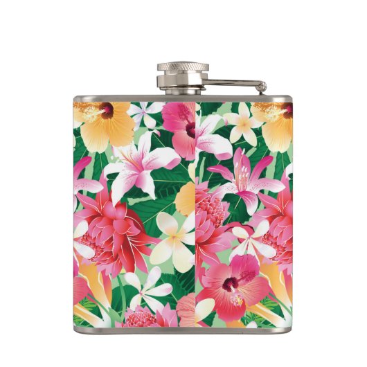 Tropischer Hibiskus-Blumenmuster Flachmann (Rückseite)