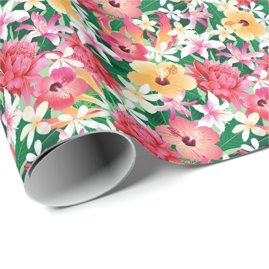 Tropischer Hibiskus Blumenmuster Geschenkpapier (Rolleneckpunkt)