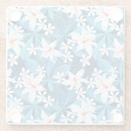 Tropischer Hibiskus-Blumenmuster Glasuntersetzer (Rückseite)