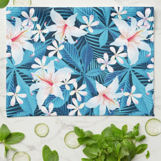 Tropischer Hibiskus Blumenmuster Handtuch (Gefaltet)