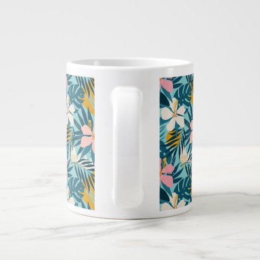 Tropischer Hibiskus Blumenmuster Jumbo-Tasse (Rückseite)