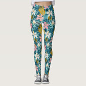 Tropischer Hibiskus Blumenmuster Leggings (Vorderseite)
