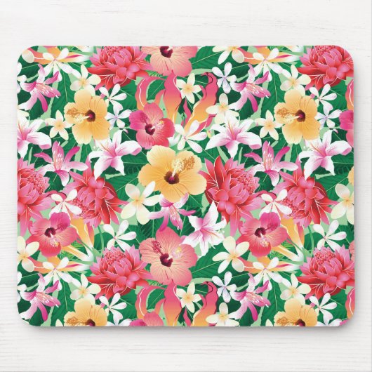 Tropischer Hibiskus Blumenmuster Mousepad (Vorne)