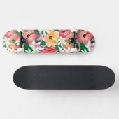 Tropischer Hibiskus-Blumenmuster Skateboard (Horizontal)