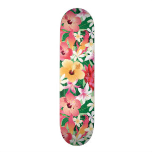 Tropischer Hibiskus-Blumenmuster Skateboard
