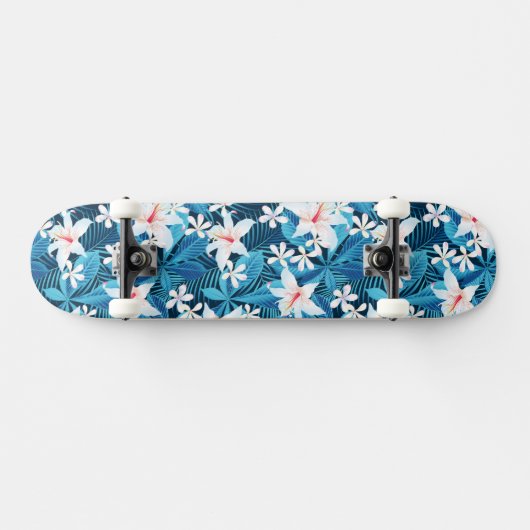 Tropischer Hibiskus-Blumenmuster Skateboard (Horizontal)