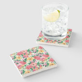 Tropischer Hibiskus Blumenmuster Steinuntersetzer (Seitenansicht)