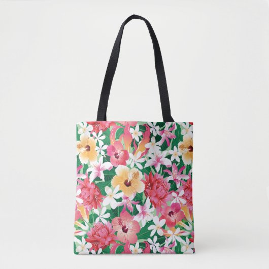 Tropischer Hibiskus-Blumenmuster Tasche (Vorderseite)