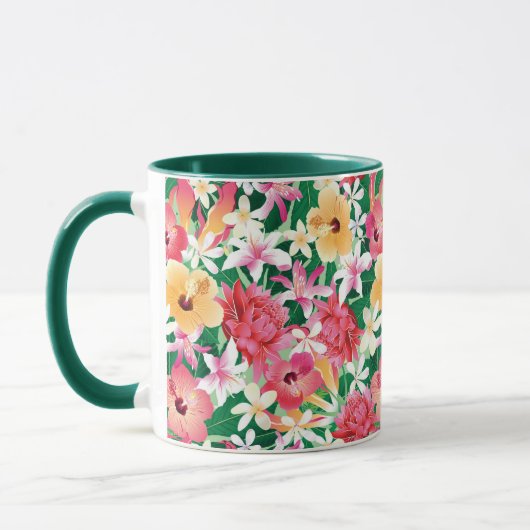Tropischer Hibiskus Blumenmuster Tasse (Links)