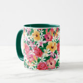 Tropischer Hibiskus Blumenmuster Tasse (Vorderseite Links)
