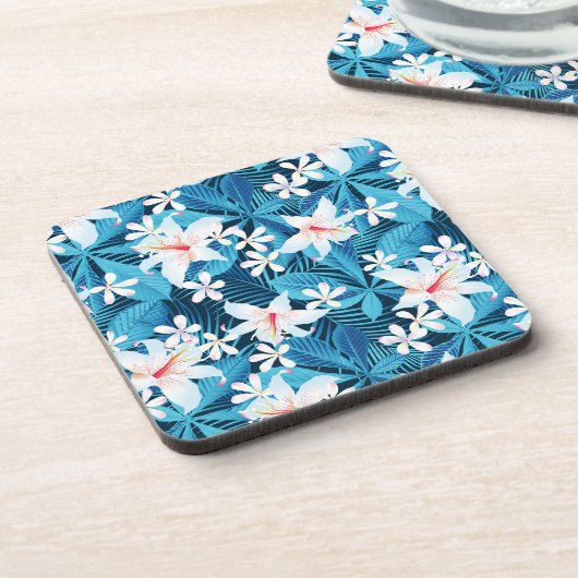 Tropischer Hibiskus Blumenmuster Untersetzer (Linke Seite)
