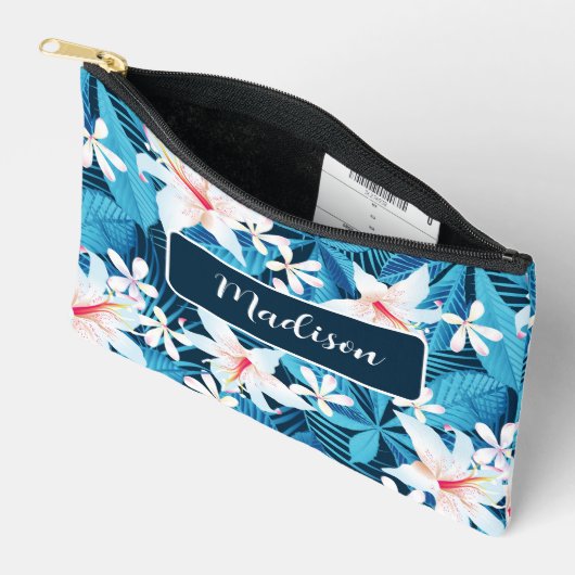 Tropischer Hibiskus Blumenmuster Zubehörtasche (Offen)