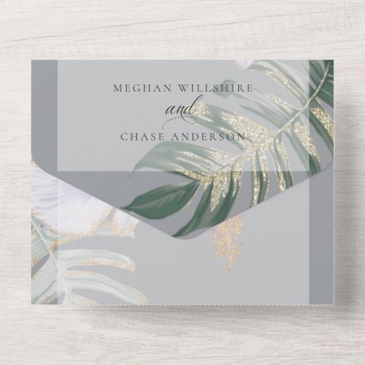 Tropischer Hibiskus-Blumenzwiebeln All In One Einladung (Rückseite)