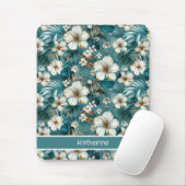 Tropischer Hibiskus-Blüten-Teal Mousepad (Mit Mouse)